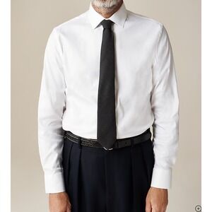 J. Crew Large White Slim Bowery performance stretch dress‎ shirt spread collar